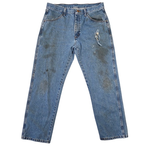 Rustler Other - Rustler‎ Mens Jeans 34x29 Blue Denim Relaxed Fit Distressed Workwear Thrashed